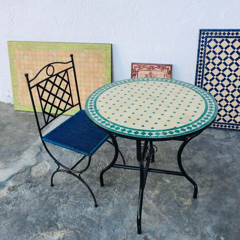 Moroccan Mosaic Table Handmade | Outdoor Patio Tile Table | Artisan Coffee Table Decor