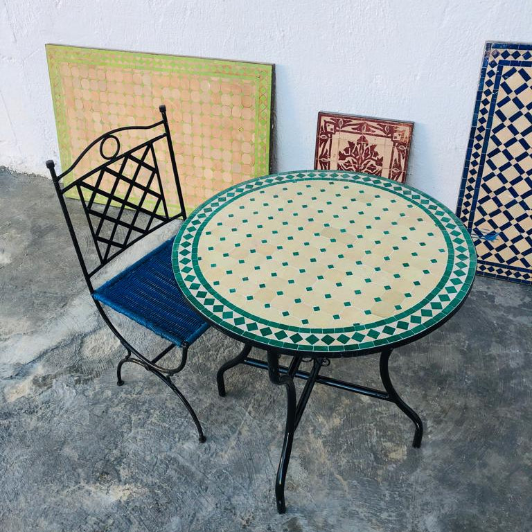 Moroccan Mosaic Table Handmade | Outdoor Patio Tile Table | Artisan Coffee Table Decor