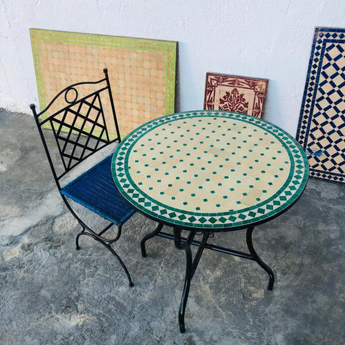 Moroccan Mosaic Table Handmade | Outdoor Patio Tile Table | Artisan Coffee Table Decor