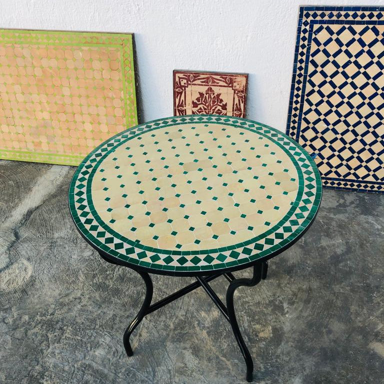 Moroccan Mosaic Table Handmade | Outdoor Patio Tile Table | Artisan Coffee Table Decor