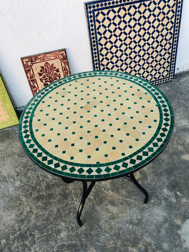 Moroccan Mosaic Table Handmade | Outdoor Patio Tile Table | Artisan Coffee Table Decor
