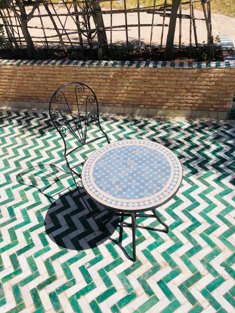 Zellige Bistro Table – Handmade Moroccan Mosaic Side Table for Indoor & Outdoor