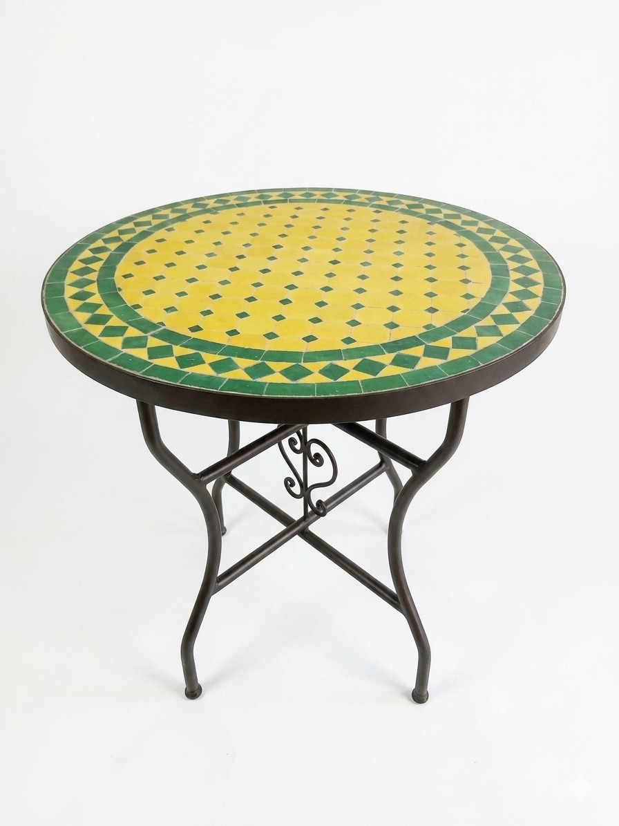 Marrakesh Sun Zellige Bistro Table – Handmade Moroccan Mosaic Side Table for Indoor & Outdoor