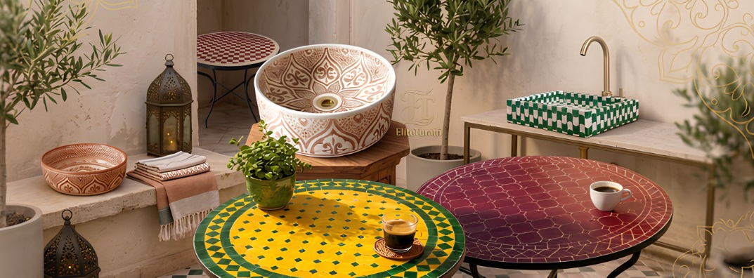 Luxury Moroccan Zellige Table Background